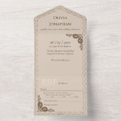 一エレガントつの華美結婚式招待状でベージュ オールインワン招待状 (内側)