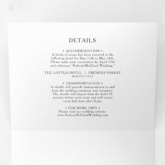 一エレガントつ結婚の3倍のオリーブグリーン 三つ折り招待状 (内部最初)