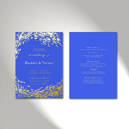 一エレガントモダンつのビーチ結婚式に青い波 箔招待状