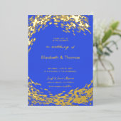 一エレガントモダンつのビーチ結婚式に青い波 箔招待状 (立ち正面)