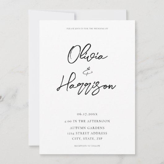 一エレガントモダン予算で結婚す 招待状 (正面)