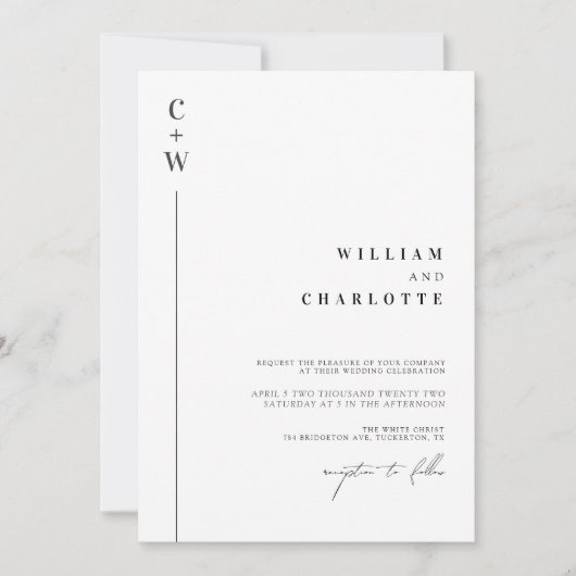 一エレガントモダン体に白黒が結婚ある 招待状