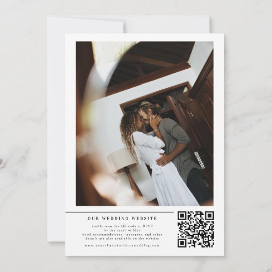 一エレガントモダン体に白黒が結婚ある 招待状 (裏面)