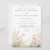 一エレガント人の中に咲き乱れ結婚る花 招待状 (正面)