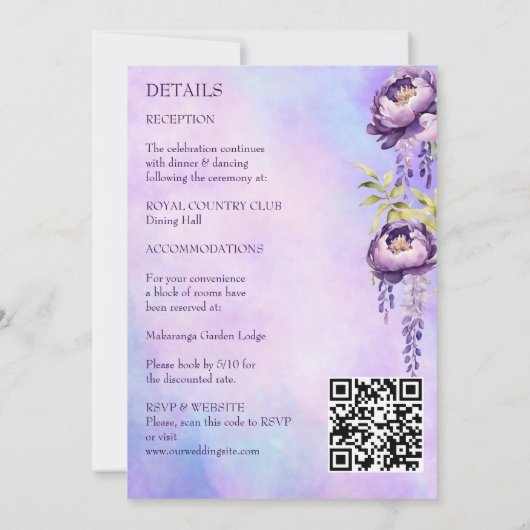 一エレガント方のテンプレートに結婚残る 招待状 (裏面)