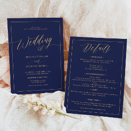 一エレガント本で紺色の金ゴールドを全て結婚取る 招待状