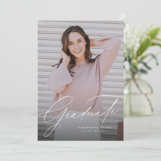 一エレガント枚のシンプル写真の卒業 招待状 (スタンド正面)