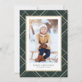 一エレガント枚のシンプル写真の緑のクリスマス シーズンカード (正面)