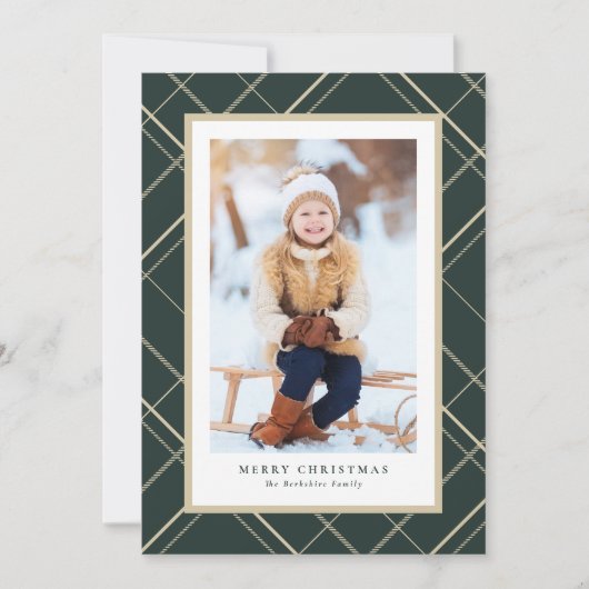 一エレガント枚のシンプル写真の緑のクリスマス シーズンカード (正面)