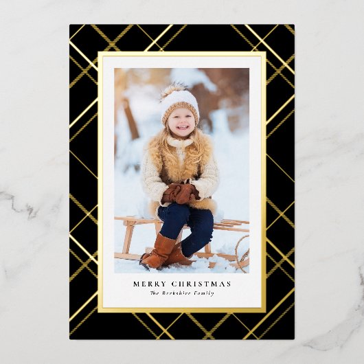 一エレガント枚のフォトブラック金ゴールド 箔シーズンカード (正面)