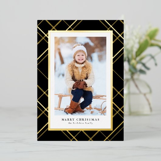 一エレガント枚のフォトブラック金ゴールド 箔シーズンカード (立ち正面)