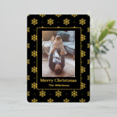 一エレガント枚のフォトブラック金ゴールド 箔シーズンカード (立ち正面)