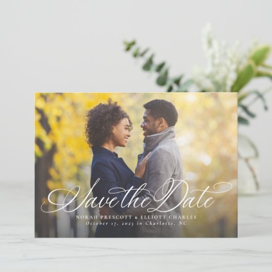 一エレガント枚の写シンプル真を書いて日付を保存する セーブザデート (スタンド正面)