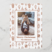 一エレガント枚の写真の白いローズ金ゴールド 箔シーズンカード (正面)