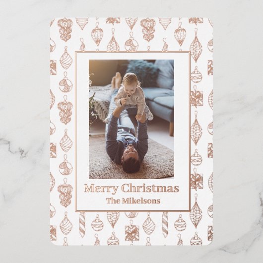 一エレガント枚の写真の白いローズ金ゴールド 箔シーズンカード (正面)