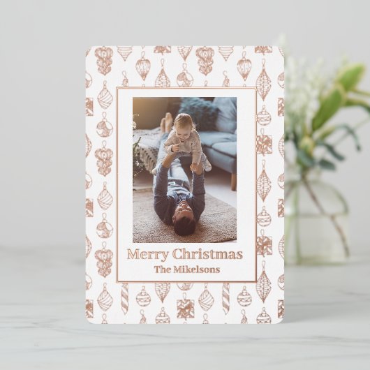 一エレガント枚の写真の白いローズ金ゴールド 箔シーズンカード (立ち正面)