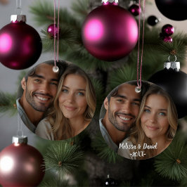 一エレガント枚の写真ラブバレンタイン セラミックオーナメント