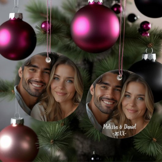 一エレガント枚の写真ラブバレンタイン セラミックオーナメント