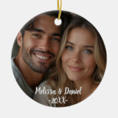 一エレガント枚の写真ラブバレンタイン セラミックオーナメント (正面)