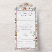 一エレガント結婚つの招待状の花 オールインワン招待状 (内側)