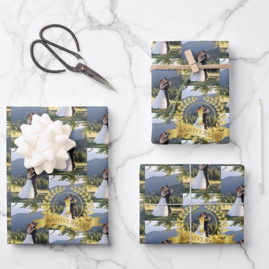 一カスタマイズ年結婚記念お祝い ラッピングペーパーシート (正面)