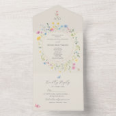 一カラフルつの結婚招待状でワイルドフラワーの オールインワン招待状 (内側)