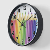 一カラフル列に鉛筆 壁時計 (傾斜)
