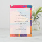 一カラフル芸術的結婚式招待状 招待状 (スタンド正面)