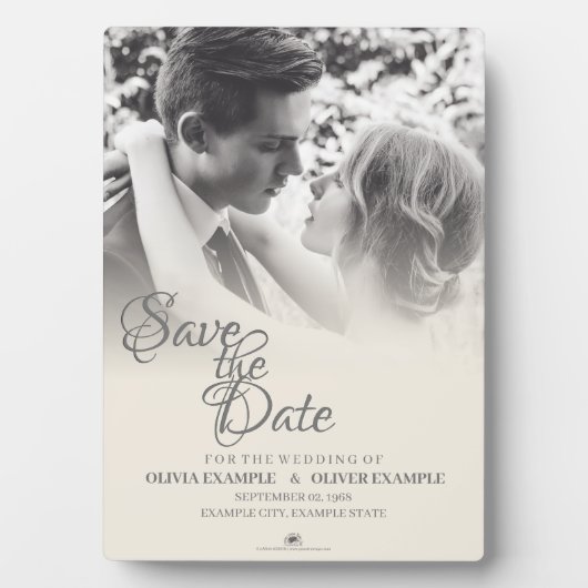 一キスをする結婚色の夫婦 フォトプラーク (正面)