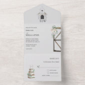 一クラシックつの結婚招待状で教会の全て オールインワン招待状 (内側)