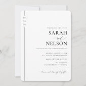 一クラシックエレガントモダンつのQRコードに含まれる結婚 招待状 (正面)