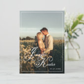 一クラシックエレガント枚の写真にQRコードを全結婚て 招待状 (スタンド正面)