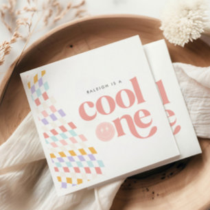 一クールつのグルービーガールの市松模様にレトロ スタンダードカクテルナプキン