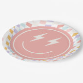 一クールつのグルービーガールの市松模様にレトロ ペーパープレート (アングル)