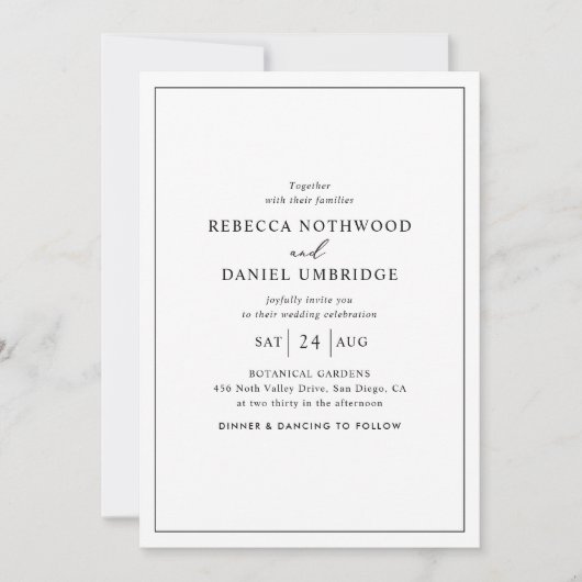 一シンプルつの結婚式招待状でミニマル 招待状 (正面)