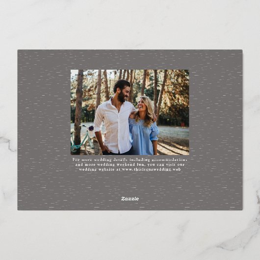 一シンプルつエレガントの写真のモダン種類は日付を保存 箔招待状 (裏面)