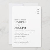 一シンプルエレガントつのQRコードの中の黒い結婚すべて 招待状 (正面)