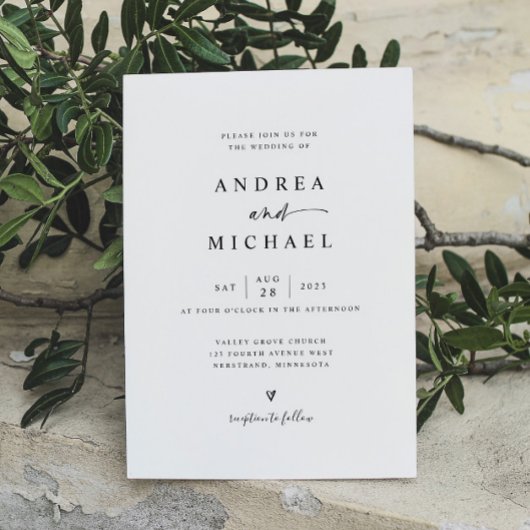 一シンプルモダン手で描いたハート結婚の 招待状