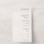 一シンプル人のエレガント招待でベージュ オールインワン招待状 (内側)