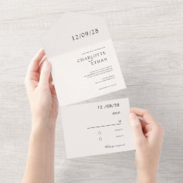 一シンプル人のエレガント招待でベージュ オールインワン招待状