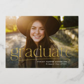 一シンプル写真卒業パーソナライズされた 箔招待状 (正面)