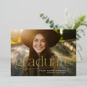 一シンプル写真卒業パーソナライズされた 箔招待状 (立ち正面)