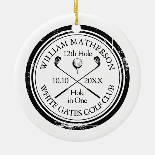 一パーソナライズされたつの形見にゴルフの穴 セラミックオーナメント (裏面)