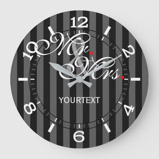一パーソナライズされた人に対して夫妻 ラージ壁時計 (正面)