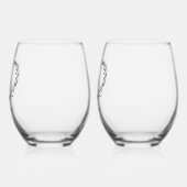 一パーソナライズされた結婚文字ハート ステムなしワイングラス (左)