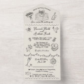 一ファンキーつお洒落で手で描いた オールインワン招待状 (内側)