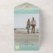 一ミニマルモダン招待状のビーチ結婚式 オールインワン招待状 (外側)