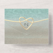 一ミニマルモダン招待状のビーチ結婚式 オールインワン招待状 (裏面)