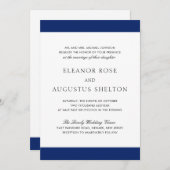 一ミニマル方のモダン中で紺色の結婚色 招待状 (正面/裏面)