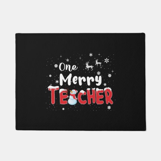 一メリー先生雪だるま教えのクリスマス ドアマット (正面)
